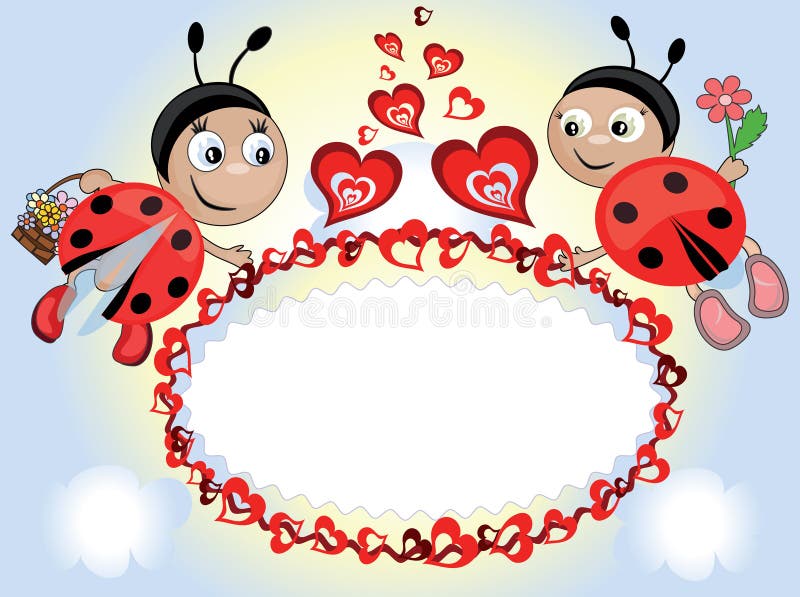 Ladybugs with heart,frame