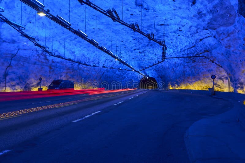 Laerdal tunnel, the longest road tunnel on earth stock photos