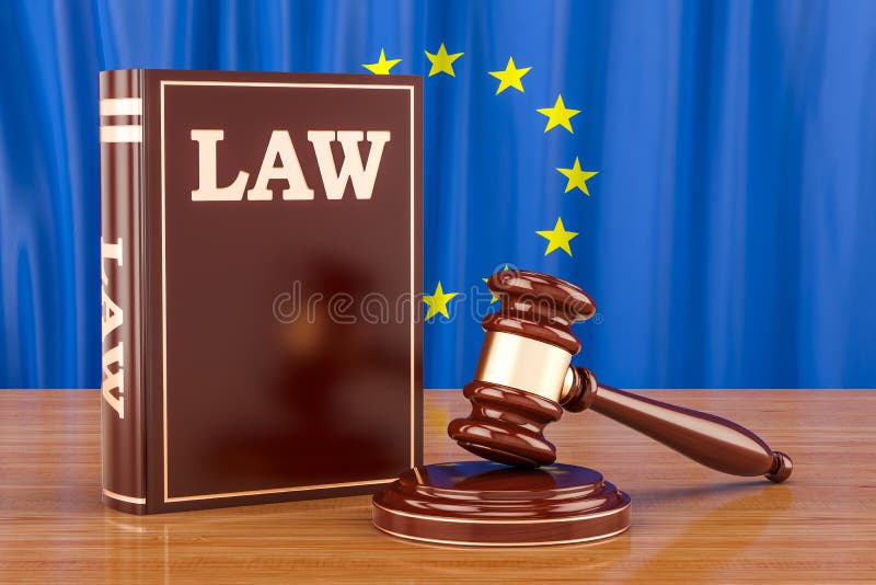 Lag för europeisk union och rättvisabegrepp, tolkning 3D royaltyfri illustrationer Lag för europeisk union och rättvisabegrepp, tolkning 3D royaltyfri illustrationer