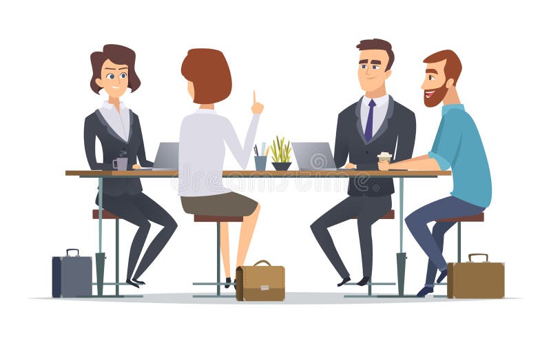 Lag som fungerar tillsammans För folkchefer för kontor talande bilder för begrepp för vektor för personer för coworkers för dialo royaltyfri illustrationer