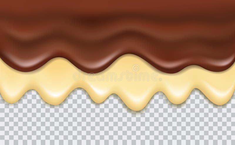 Lagar mat med grädde flödande läcker choklad och vanilj för vektor isolerat på royaltyfri illustrationer
