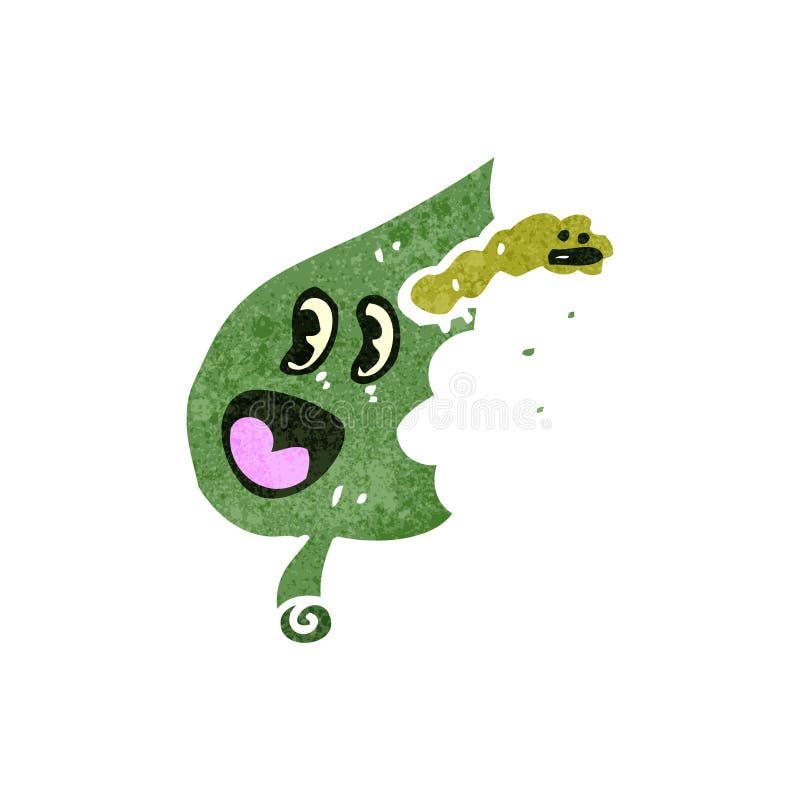 lagarta retro dos desenhos animados que come a folha ilustração do vetor lagarta retro dos desenhos animados que come a folha ilustração do vetor