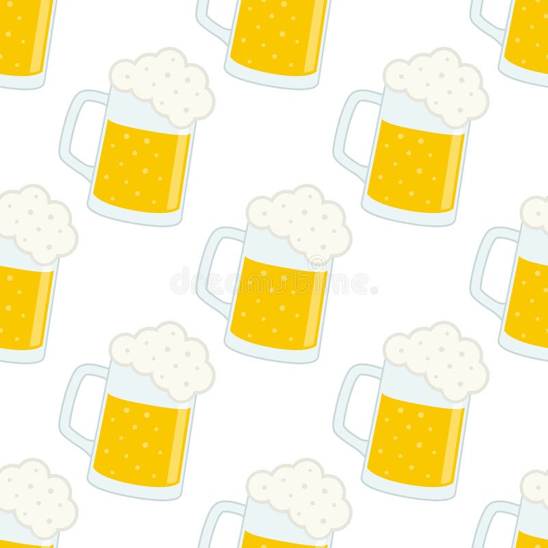 Lager Beer Glass or Mug Seamless Pattern