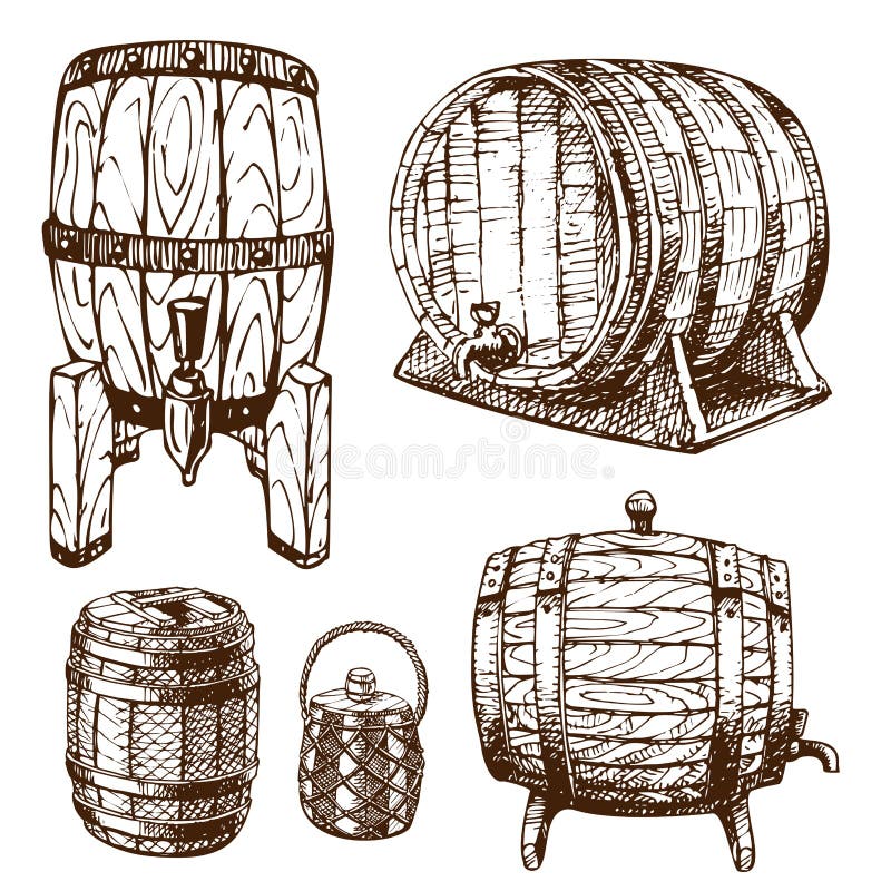 Lager liquida del tamburo del carico della distilleria di fermentazione della bevanda del barilotto dei vecchi contenitori di sto illustrazione vettoriale Lager liquida del tamburo del carico della distilleria di fermentazione della bevanda del barilotto dei vecchi contenitori di sto illustrazione vettoriale