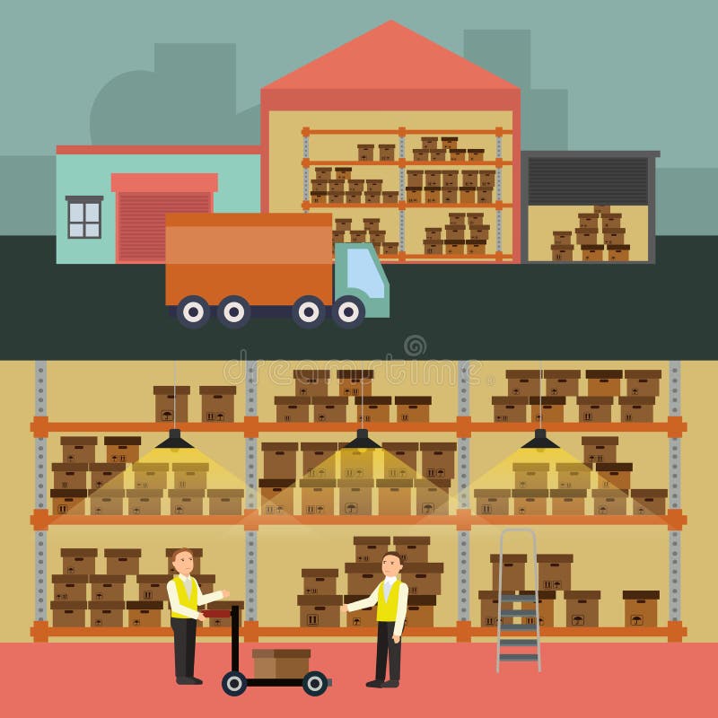 Lagerfahne Stellte Mit Versand Ein Und Flache Elemente Der Lieferung