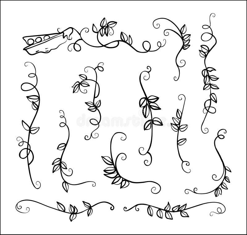 stock big set one-line drawn ornament peas and leaves. stock big set one-line drawn ornament peas and leaves.