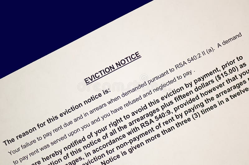 A closeup detail of a legal notice of eviction. A closeup detail of a legal notice of eviction.