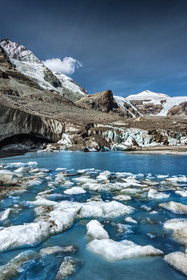 View of Pasterze glacier and Grossglockner mountain in Hohe Tauern National Park. View of Pasterze glacier and Grossglockner mountain in Hohe Tauern National Park