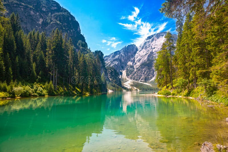 Lago Braies fotos de stock royalty free Lago Braies fotos de stock royalty free