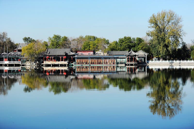 Lago Houhai, Pekín imagen editorial. Imagen de estacional 34301665