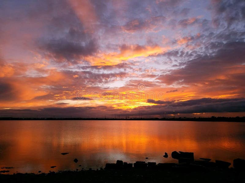 Lago Kirby Abilene Texas Hermoso Atardecer Foto de archivo Imagen de
