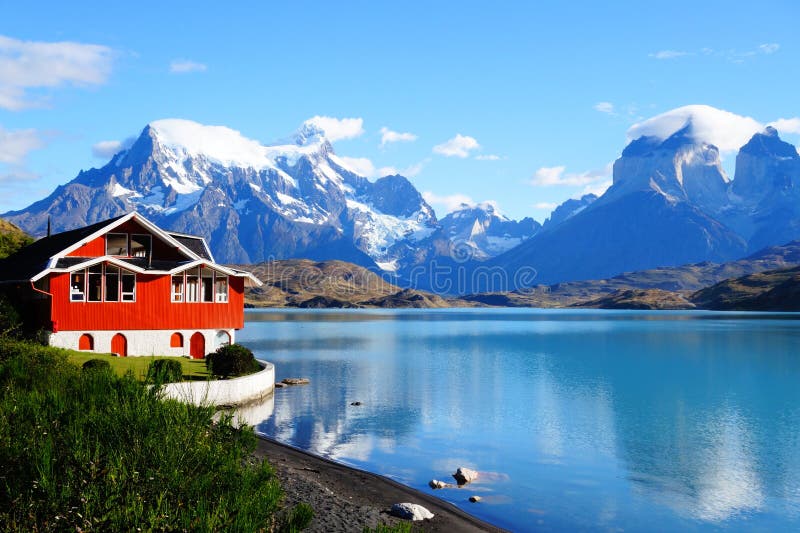 Lago Pehoe, Torres Del Paine National Park, Patagonia, Cile immagine stock Lago Pehoe, Torres Del Paine National Park, Patagonia, Cile immagine stock