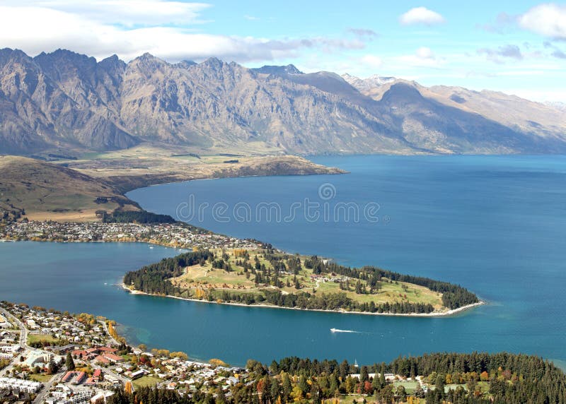 Lago Queenstown Nova Zelândia imagens de stock Lago Queenstown Nova Zelândia imagens de stock