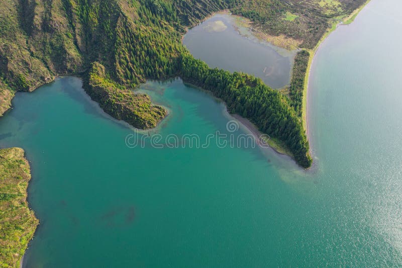 Lagoa do Fogo is a crater lake within the Agua de Pau Massif stratovolcano  in the center of the island of Sao Miguel in the Portuguese archipelago of  Stock Photo - Alamy