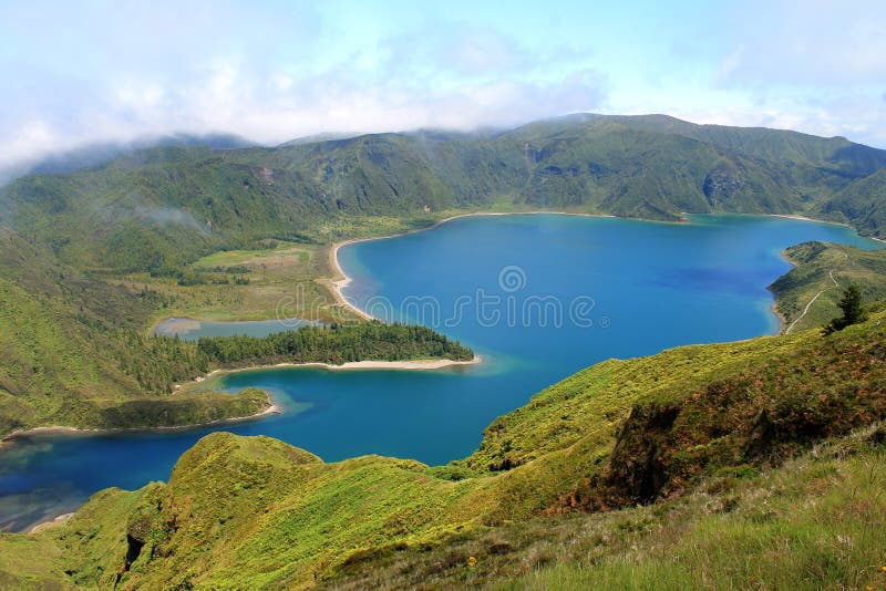 Lagoa robi Fogo - Sao Miguel wyspa, Azores, środek północny atlantyk zdjęcie stock