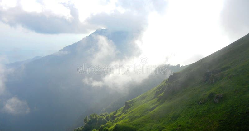 Caucasus mountains in Lagodekhi NP in clouds stock photo Caucasus mountains in Lagodekhi NP in clouds stock photo
