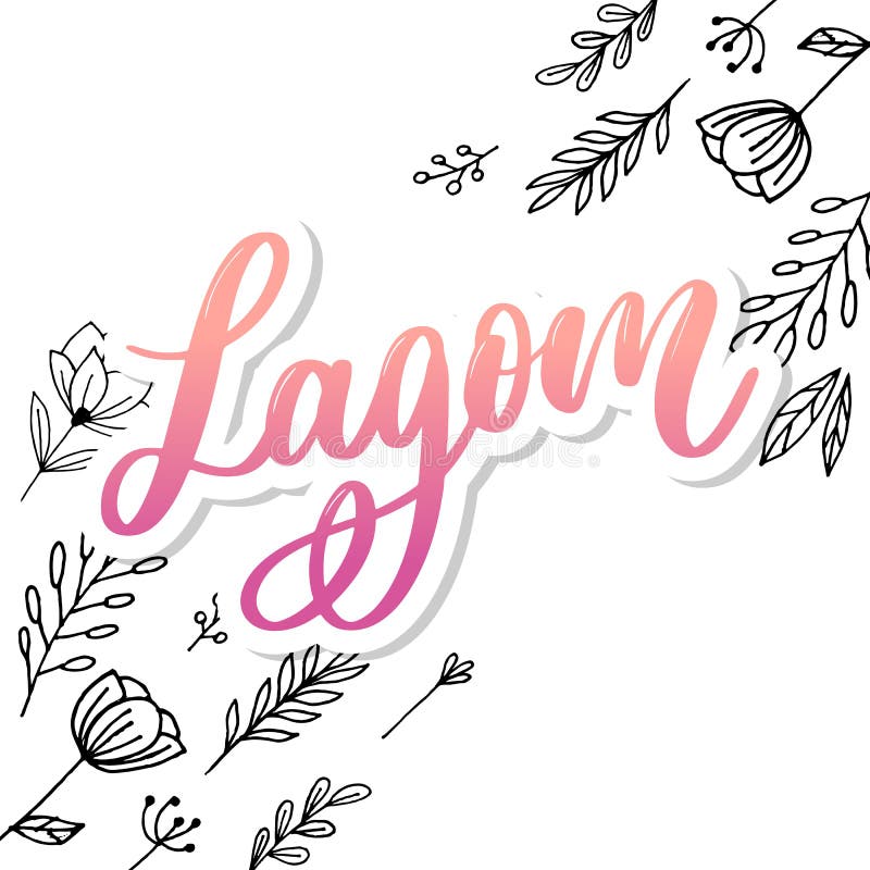 Lagom, que significa texto manuscrito inspirador. estilo de vida escandinavo  simples.