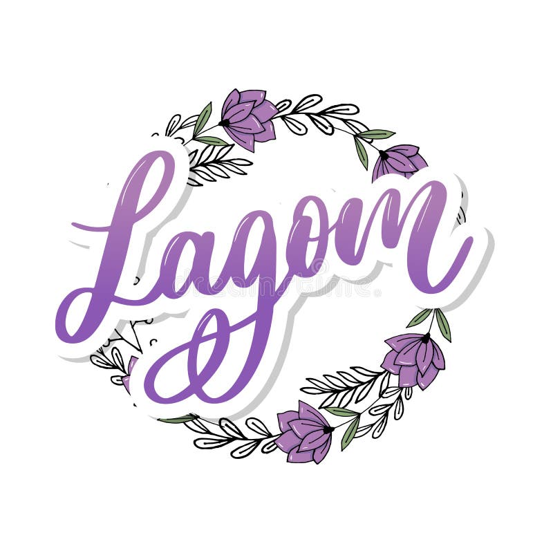 Lagom, que significa texto manuscrito inspirador. estilo de vida escandinavo  simples.