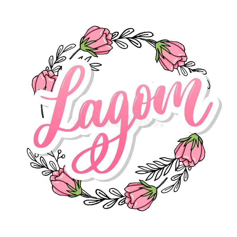 Lagom, que significa texto manuscrito inspirador. estilo de vida escandinavo  simples.