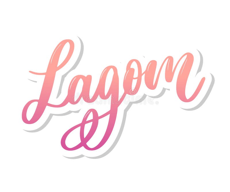 Lagom, que significa texto manuscrito inspirador. estilo de vida escandinavo  simples.