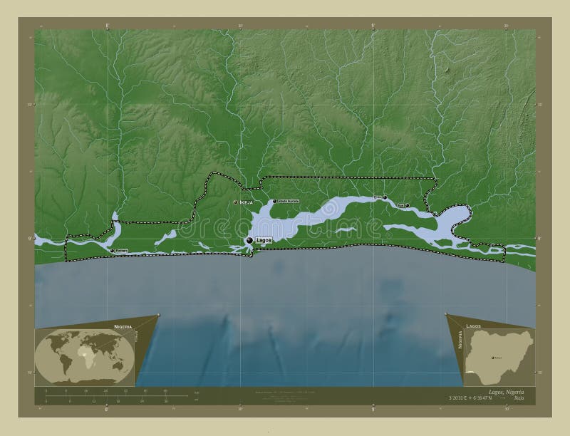 Lagos, Nigeria. Wiki. Labelled Points of Cities Stock Illustration