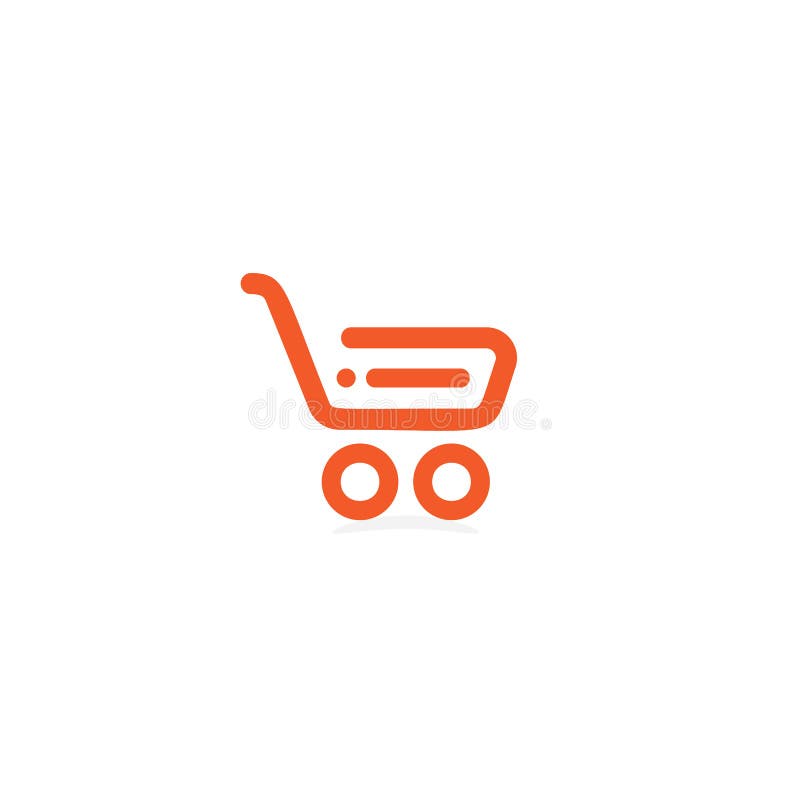 Lagra den linjära symbolen, shoppingkorg, shoppa logotypen, mall för logo för marknadsvektor orange på vit bakgrund royaltyfri illustrationer Lagra den linjära symbolen, shoppingkorg, shoppa logotypen, mall för logo för marknadsvektor orange på vit bakgrund royaltyfri illustrationer