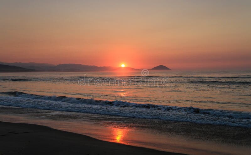 Sunrise on the beautiful coast of the Chacahua National Park, Oaxaca, Mexico