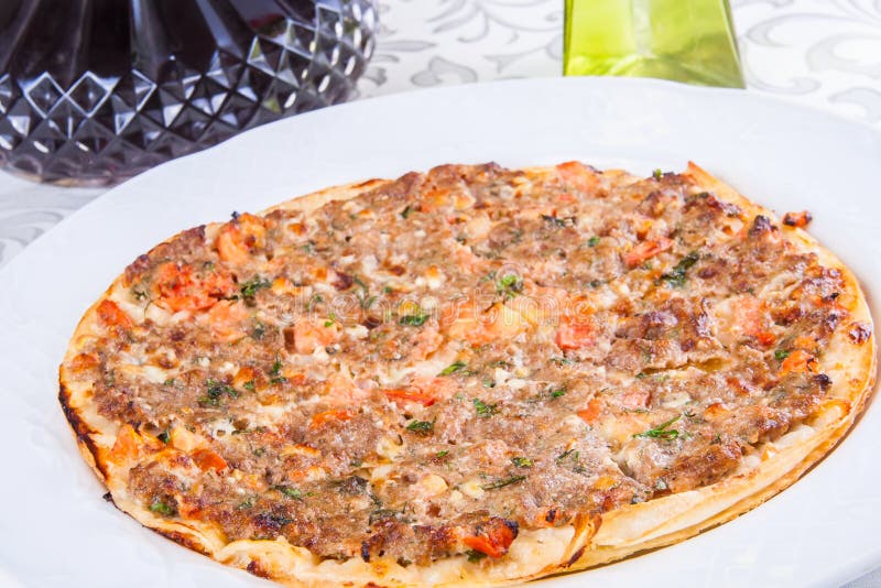 Lahmacun. Armenian Flat Bread Stuffed with Meat Stock Image Image of