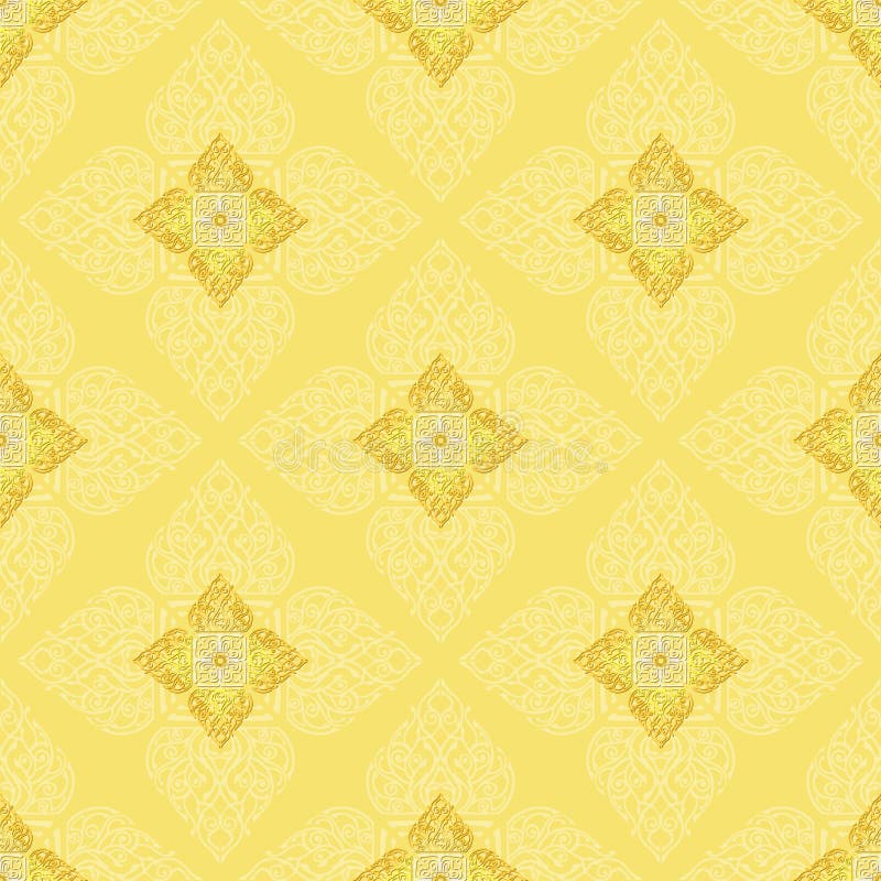 Lai Thai` Yellow Royal Oriental Seamless Pattern Texture Background Stock  Illustration - Illustration of design, elegance: 122158412