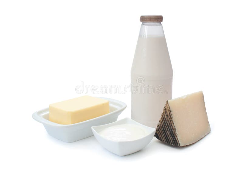 Various dairy products including cheese, butter, cream and milk. Various dairy products including cheese, butter, cream and milk