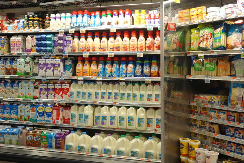 Dairy products for sale at a supermarket. Dairy products for sale at a supermarket.