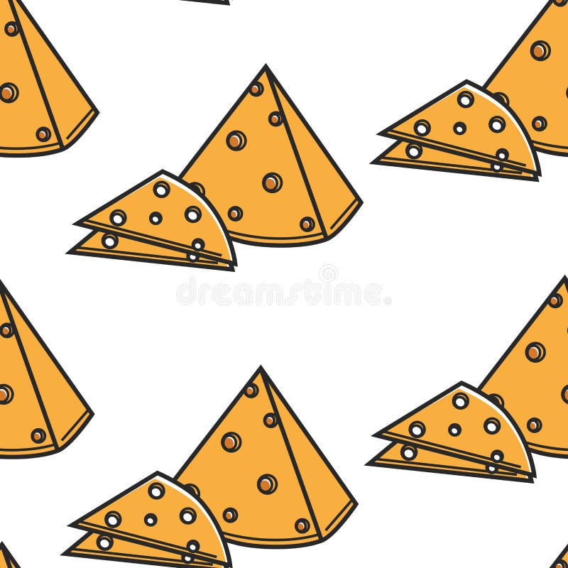Laitages sans couture de triangle de fromage de la Hollande et de modèle de tranches illustration stock Laitages sans couture de triangle de fromage de la Hollande et de modèle de tranches illustration stock