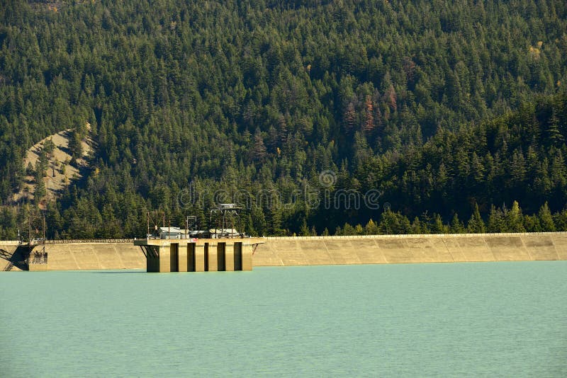 Lajoie Dam on Downton Lake Reservoir, British Columbia, Canada