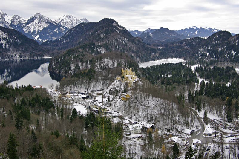 Lake Alpsee and Hohenschwangau Castle. Bavaria, Germany.