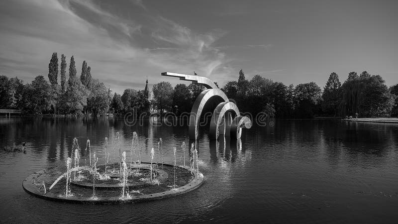 Arte installazione la città bianco e nero.