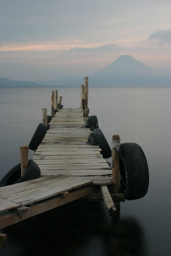 Lake atitlan with volcano view