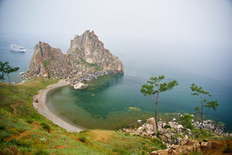 View Above Big Beautiful Lake Baikal Lake Russia Stock