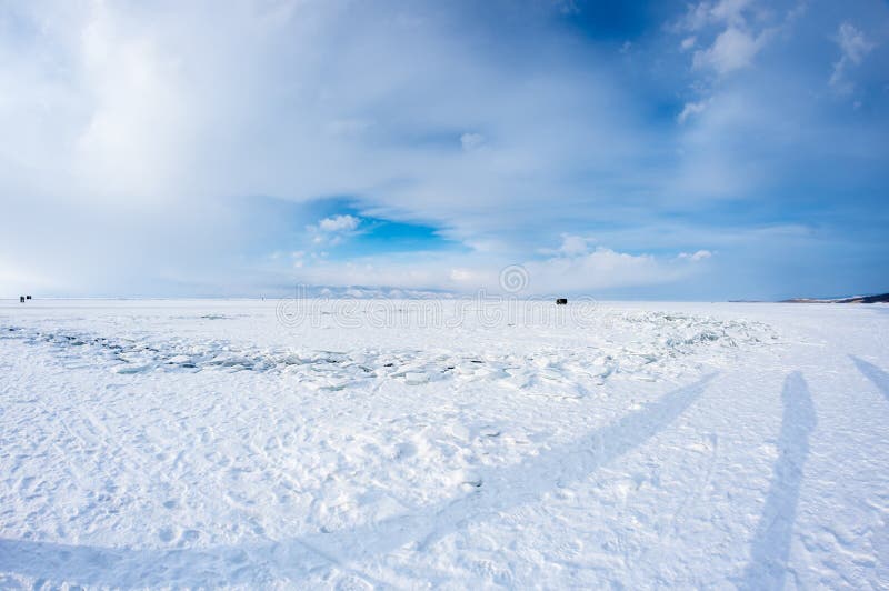 Lake Baikal in winter stock photo. Image of oblast, snow - 127786886