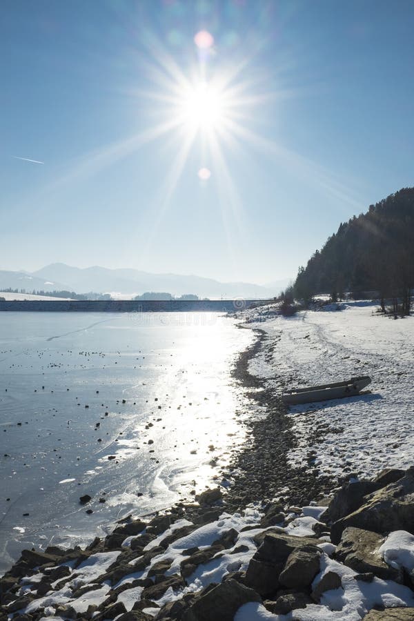 Lake bank in winter