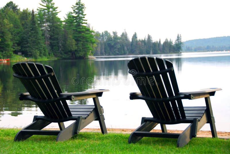 Lake beach chairs stock images Lake beach chairs stock images