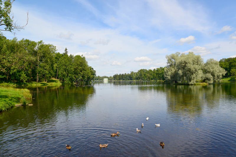 Lake Beloye in Gatchina park, Russia