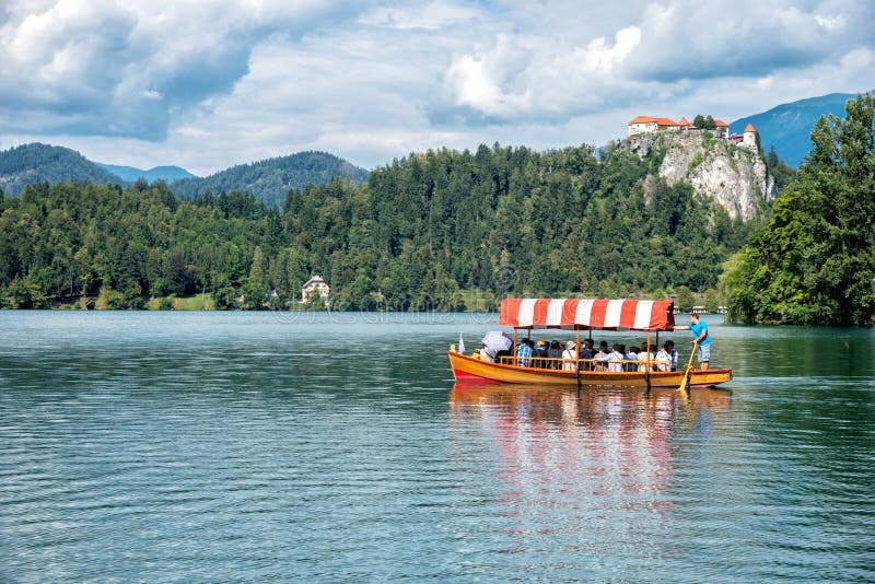 Lake Bled Slovenia Europe Mountains And Valley On Background Stock