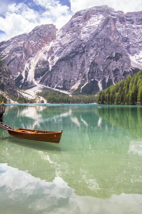 Lake Braies In Dolomites Italy Stock Photo Image Of Outdoor Blue