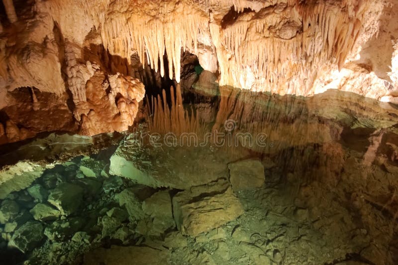 Lake in cave.