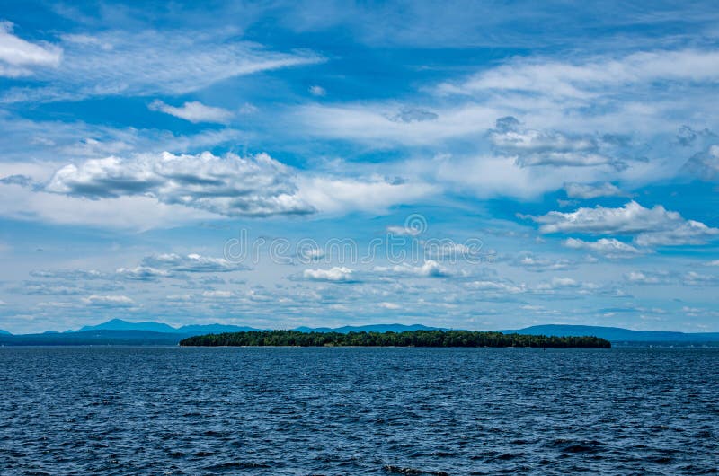 Lake Champlain from on a Boat Stock Photo Image of plants, distance