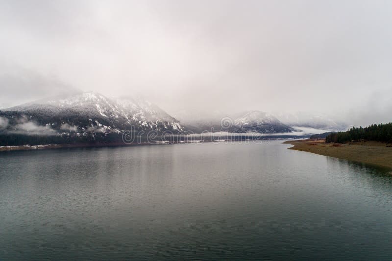 Lake Cle Elum in Washington State in December of 2020 Stock Photo