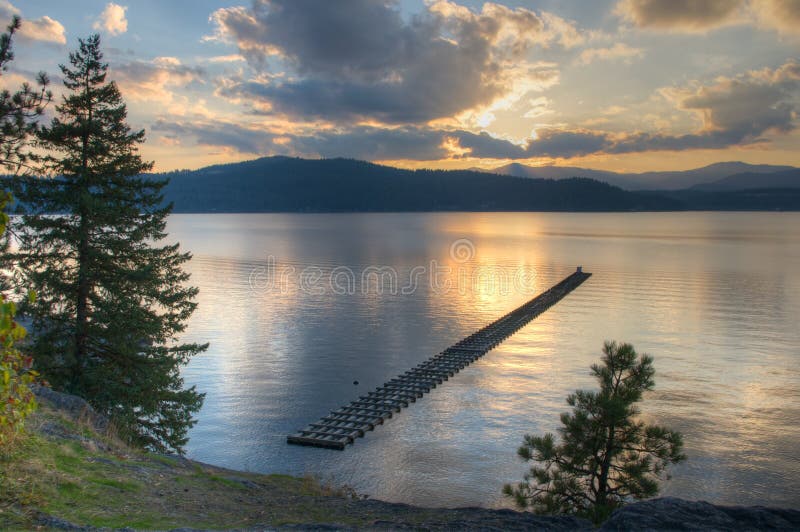 Lake Coeur d'Alene Sunset stock image