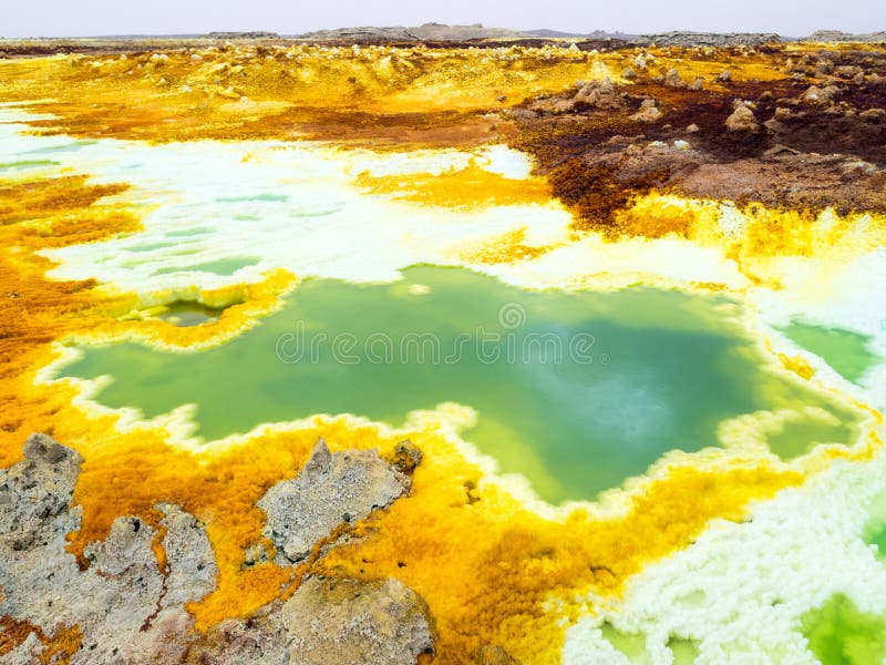 Zolfo vulcanico esplosione cratere depressione, nord-est da birra allineare Etiopia.