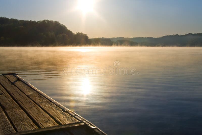 Lake with Dock stock photo