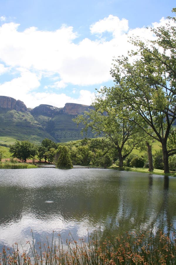 Lake in the Drakensberg stock photo. Image of cloudy, trout 6432400